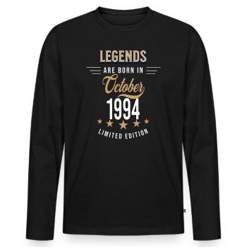 Les légendes sont nées en octobre 1994 - T-shirt manches longues Premium bio Homme - noir - Devant - Nico (187cm)