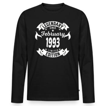Legendär seit Februar 1993 - Männer Premium Bio Langarmshirt - Schwarz - Vorne - Nico (187cm)