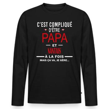 papa Et NANTAIS cadeau citation - T-shirt manches longues Premium bio Homme - noir - Devant - Nico (187cm)
