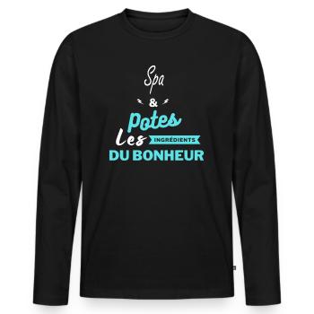 potes les ingrédients du bonheur Spa - T-shirt manches longues Premium bio Homme - noir - Devant - Nico (187cm)