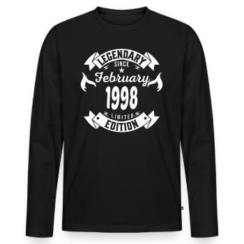 Légendaire depuis février 1998 - T-shirt manches longues Premium bio Homme - noir - Devant - Nico (187cm)
