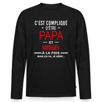 papa Et NORVÈGIEN cadeau citation - T-shirt manches longues Premium bio Homme - noir - Devant - Nico (187cm)