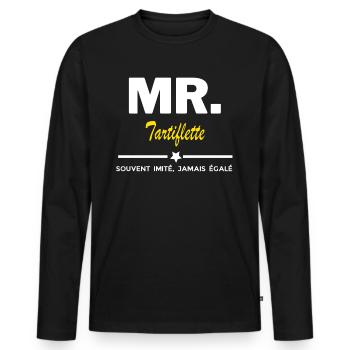 MR. souvent imité, jamais égalé Tartiflette - T-shirt manches longues Premium bio Homme - noir - Devant - Nico (187cm)