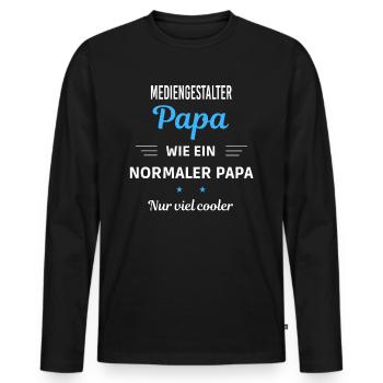 normaler Papa nur viel cooler Mediengestalter - Männer Premium Bio Langarmshirt - Schwarz - Vorne - Nico (187cm)