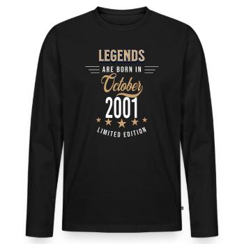 Legends are born in October 2001 - Men's Premium Organic Long Sleeve Shirt - black - Front - Nico (187cm)