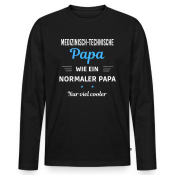 normaler Papa nur cooler Medizinisch-technische - Männer Premium Bio Langarmshirt - Schwarz - Vorne - Nico (187cm)