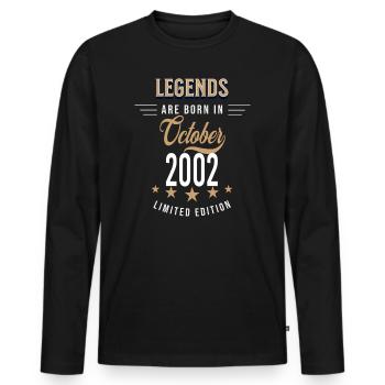 Les légendes sont nées en octobre 2002 - T-shirt manches longues Premium bio Homme - noir - Devant - Nico (187cm)
