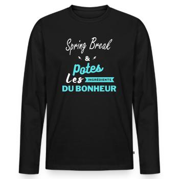 potes les ingrédients du bonheur Spring Break - T-shirt manches longues Premium bio Homme - noir - Devant - Nico (187cm)