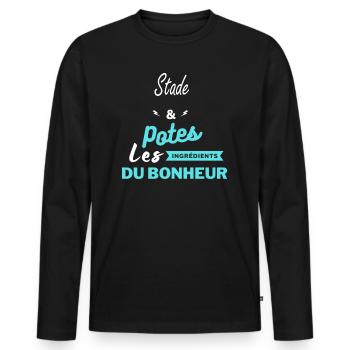 potes les ingrédients du bonheur Stade - T-shirt manches longues Premium bio Homme - noir - Devant - Nico (187cm)
