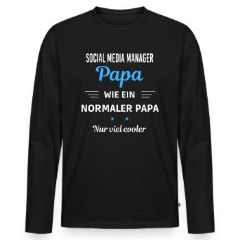 wie ein normaler Papa nur viel cooler Social Media - Männer Premium Bio Langarmshirt - Schwarz - Vorne - Nico (187cm)