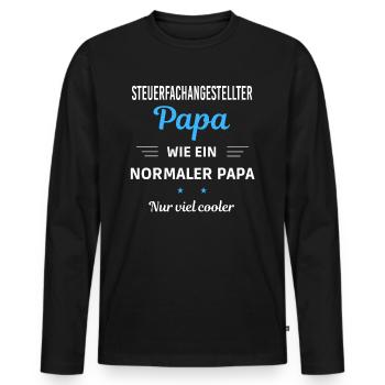 wie ein normaler Papa nur viel cooler - Männer Premium Bio Langarmshirt - Schwarz - Vorne - Nico (187cm)