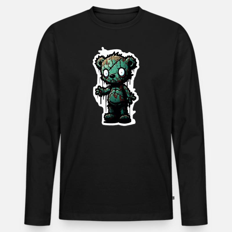 Zombie Teddy - Männer Premium Bio Langarmshirt - Schwarz