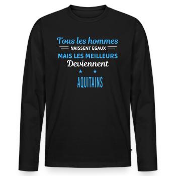 tous les hommes naissent égaux Aquitains - T-shirt manches longues Premium bio Homme - noir - Devant - Nico (187cm)