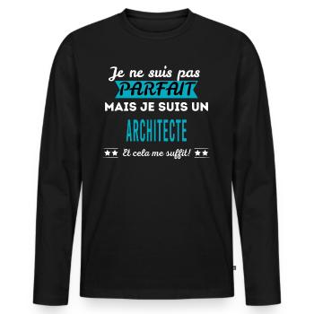 Je ne suis pas parfait ARCHITECTE - T-shirt manches longues Premium bio Homme - noir - Devant - Nico (187cm)