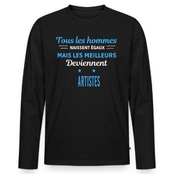 tous les hommes naissent égaux Artistes - T-shirt manches longues Premium bio Homme - noir - Devant - Nico (187cm)