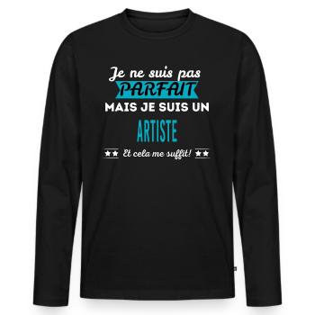 Je ne suis pas parfait ARTISTE - T-shirt manches longues Premium bio Homme - noir - Devant - Nico (187cm)