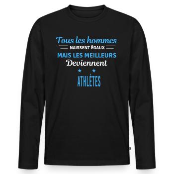 tous les hommes naissent égaux Athlètes - T-shirt manches longues Premium bio Homme - noir - Devant - Nico (187cm)