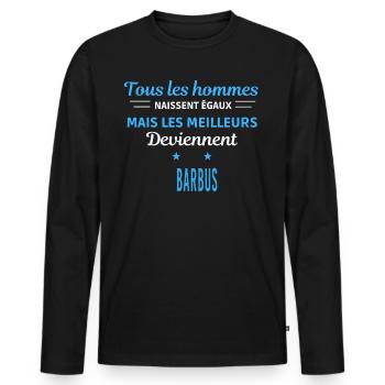 tous les hommes naissent égaux Barbus - T-shirt manches longues Premium bio Homme - noir - Devant - Nico (187cm)