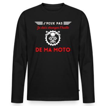 J'peux pas, je dois changer l'huile de ma moto - T-shirt manches longues Premium bio Homme - noir - Devant - Nico (187cm)