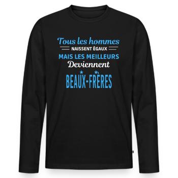 tous les hommes naissent égaux Beaux-frères - T-shirt manches longues Premium bio Homme - noir - Devant - Nico (187cm)