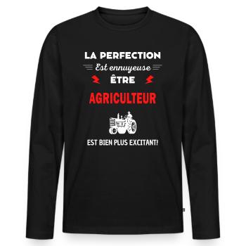La perfection est ennuyeuse excitant! agriculteur - T-shirt manches longues Premium bio Homme - noir - Devant - Nico (187cm)