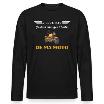 J'peux pas, je dois changer l'huile de ma moto - T-shirt manches longues Premium bio Homme - noir - Devant - Nico (187cm)
