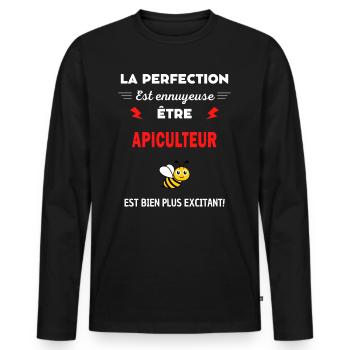 La perfection est ennuyeuse excitant! Apiculteur - T-shirt manches longues Premium bio Homme - noir - Devant - Nico (187cm)