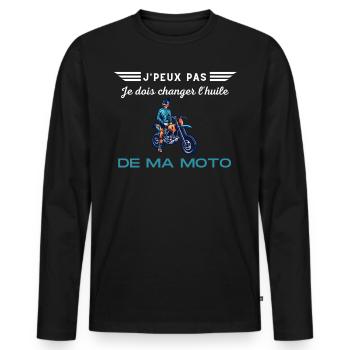 J'peux pas, je dois changer l'huile de ma moto - T-shirt manches longues Premium bio Homme - noir - Devant - Nico (187cm)