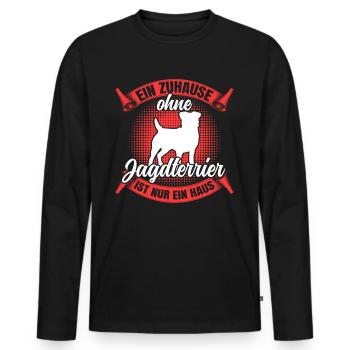 Ohne meinen Jagdterrier Deutscher Jagdhund - Männer Premium Bio Langarmshirt - Schwarz - Vorne - Nico (187cm)