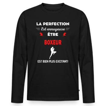 La perfection est ennuyeuse excitant! boxeur - T-shirt manches longues Premium bio Homme - noir - Devant - Nico (187cm)