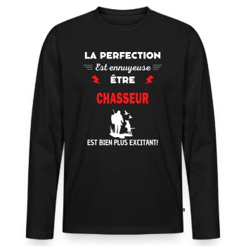 La perfection est ennuyeuse excitant! chasseur - T-shirt manches longues Premium bio Homme - noir - Devant - Nico (187cm)