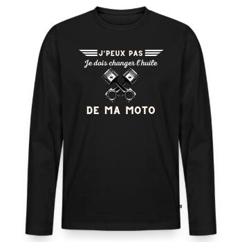 J'peux pas, je dois changer l'huile de ma moto - T-shirt manches longues Premium bio Homme - noir - Devant - Nico (187cm)
