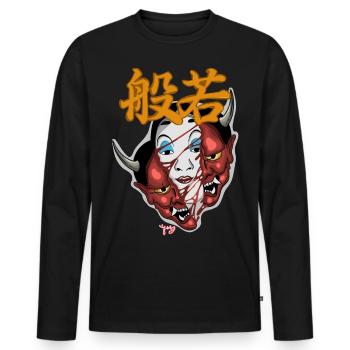 ko omote hannya - Men's Premium Organic Long Sleeve Shirt - black - Front - Nico (187cm)