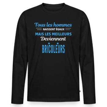 tous les hommes naissent égaux Bricoleurs - T-shirt manches longues Premium bio Homme - noir - Devant - Nico (187cm)