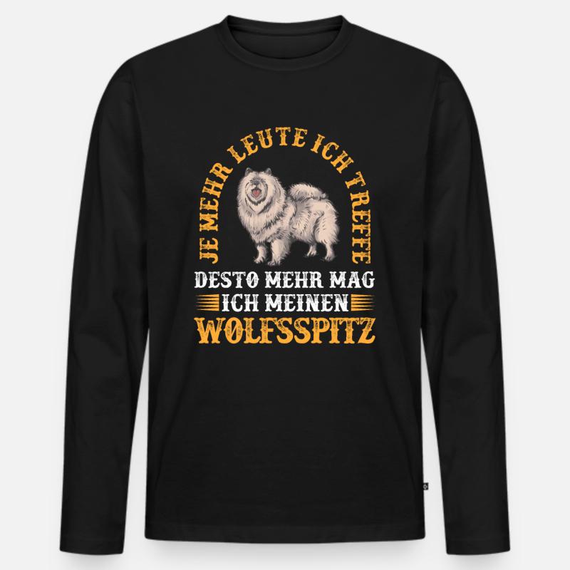 Wolfsspitz mehr mögen Deutscher Keeshond - Männer Premium Bio Langarmshirt - Schwarz