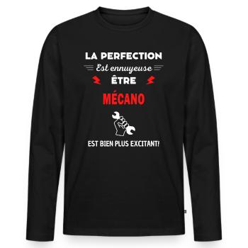La perfection est ennuyeuse excitant! Mécano - T-shirt manches longues Premium bio Homme - noir - Devant - Nico (187cm)