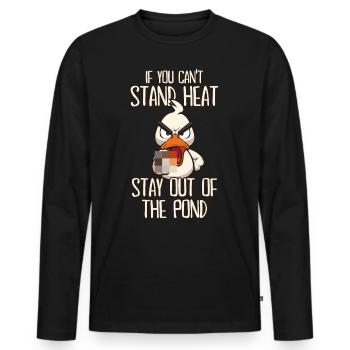 Stay Out Motherducker Duck avec un doigt d’honneur - T-shirt manches longues Premium bio Homme - noir - Devant - Nico (187cm)