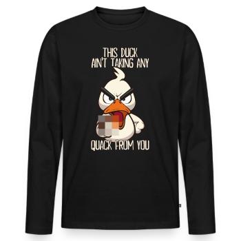 Charlatan de toi Drôle de canard avec un doigt d’honneur - T-shirt manches longues Premium bio Homme - noir - Devant - Nico (187cm)