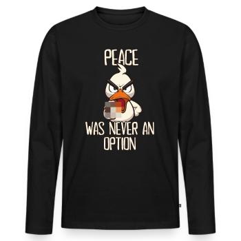 La paix n’a jamais été une option canard avec un doigt d’honneur - T-shirt manches longues Premium bio Homme - noir - Devant - Nico (187cm)