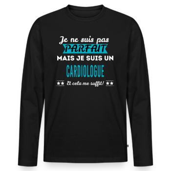 Je ne suis pas parfait CARDIOLOGUE - T-shirt manches longues Premium bio Homme - noir - Devant - Nico (187cm)