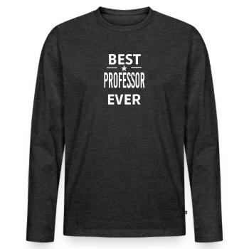 Best Ever PROFESSOR - Men's Premium Organic Long Sleeve Shirt - heather anthracite - Front - Nico (187cm)