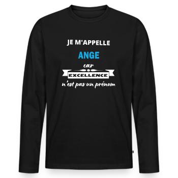 Je m'appelle excellence Ange - T-shirt manches longues Premium bio Homme - noir - Devant - Nico (187cm)