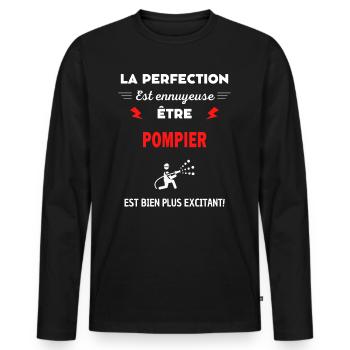 La perfection est ennuyeuse excitant! pompier - T-shirt manches longues Premium bio Homme - noir - Devant - Nico (187cm)