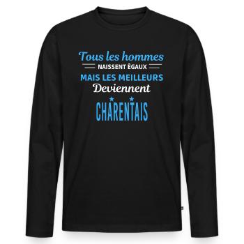 tous les hommes naissent égaux Charentais - T-shirt manches longues Premium bio Homme - noir - Devant - Nico (187cm)