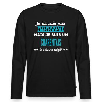 Je ne suis pas parfait CHARENTAIS - T-shirt manches longues Premium bio Homme - noir - Devant - Nico (187cm)