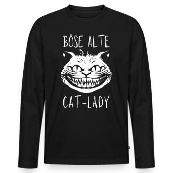 Böse alte Cat-Lady - Grinsekatze Lustiger Spruch - Männer Premium Bio Langarmshirt - Schwarz - Vorne - Nico (187cm)
