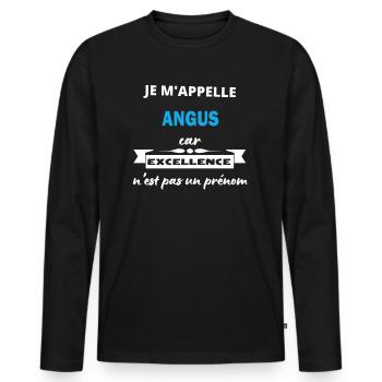Je m'appelle excellence Angus - T-shirt manches longues Premium bio Homme - noir - Devant - Nico (187cm)
