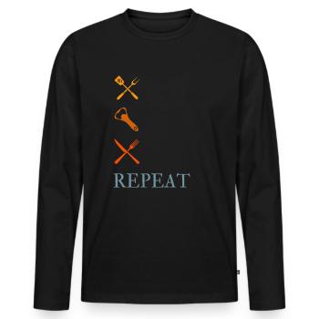 The perfect grill outfit for real griller guys - Men's Premium Organic Long Sleeve Shirt - black - Front - Nico (187cm)