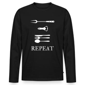 The perfect grill outfit for real griller guys - Men's Premium Organic Long Sleeve Shirt - black - Front - Nico (187cm)