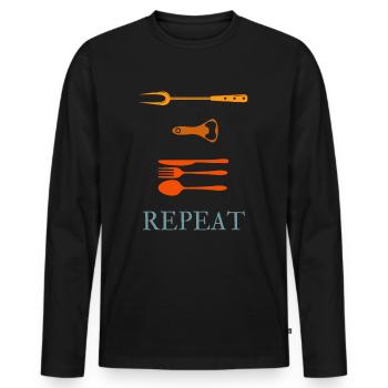 Das perfekte Grill-Outfit für echte Griller-Kerle - Männer Premium Bio Langarmshirt - Schwarz - Vorne - Nico (187cm)